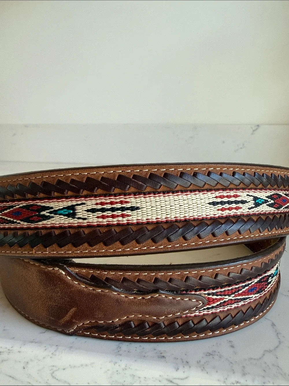 TONY LAMA MEN'S WOVEN LEATHER LACE BELT